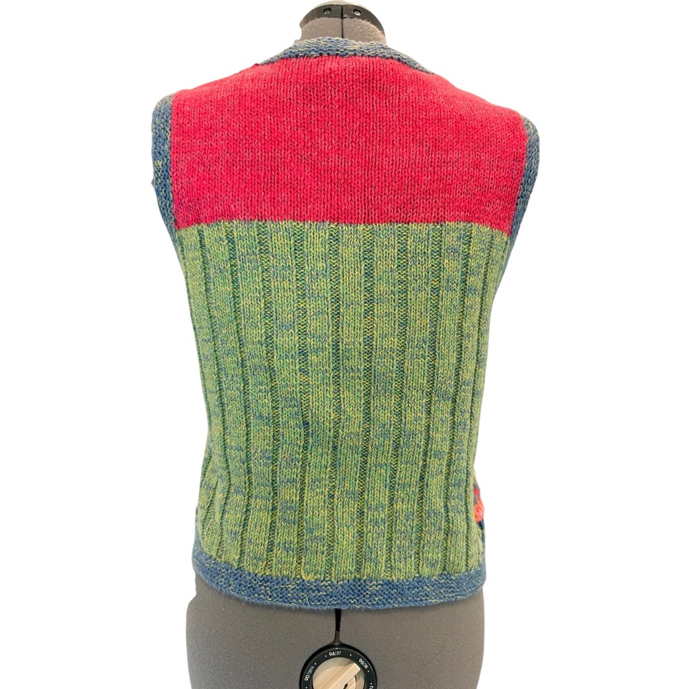 Susan Bristol Vintage Y2K Multi Color Patchwork Knit Sweater Vest Womens Small - Picture 5 of 11